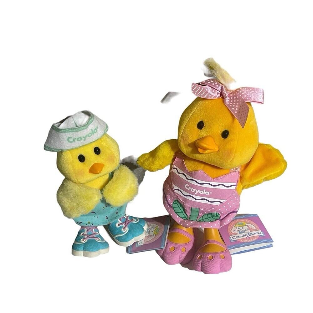 VTG Hallmark Crayola Daffadilly Duck Chick And Duck Squiggles 1990 Plush Easter